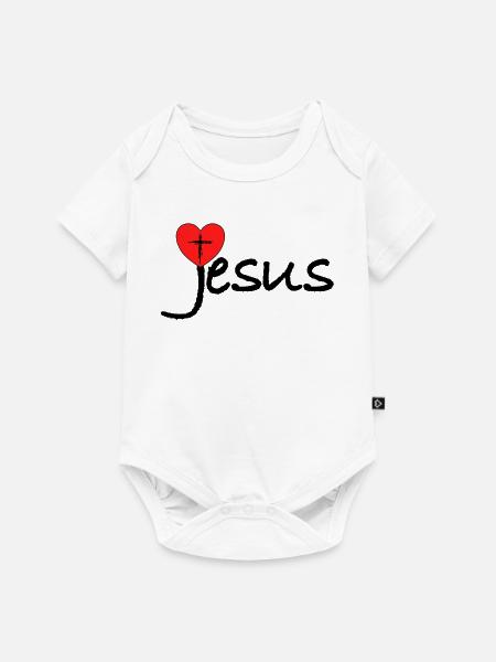Jesus Herz mit Kreuz - Baby Premium Kurzarmbody - Weiß