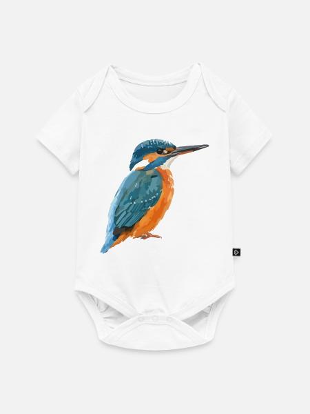 Königsfischer Blau-Orange Vektor - Baby Premium Kurzarmbody - Weiß
