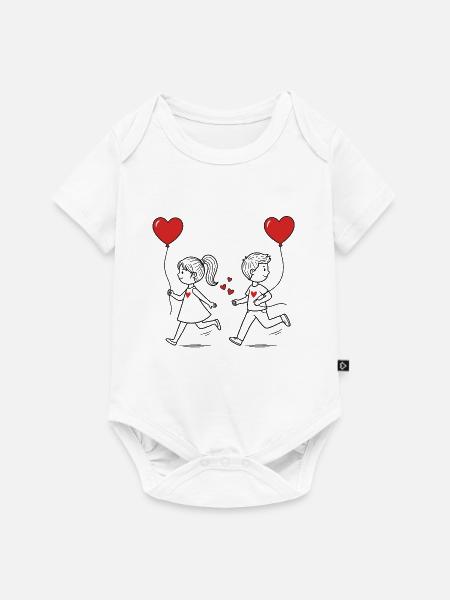 Verliebtes Paar - Baby Premium Kurzarmbody - Weiß