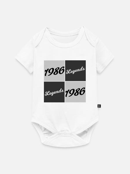1986 Legends Script Collage - Baby Premium Kurzarmbody - Weiß