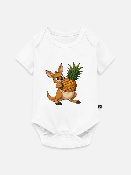Känguru mit Ananas im Beutel - Baby Premium Kurzarmbody - Weiß