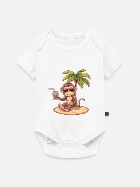 Affe Sommer Palme - Baby Premium Kurzarmbody - Weiß