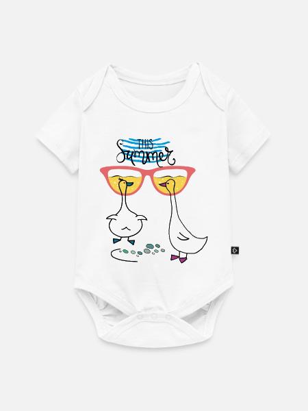 Gänse mit Sonnenbrille - Baby Premium Kurzarmbody - Weiß