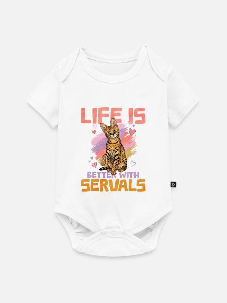 Mit Servalen ist das Leben schöner. - Baby Premium Kurzarmbody - Weiß