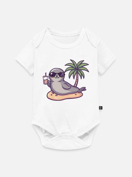 Robbe Sommer Urlaub - Baby Premium Kurzarmbody - Weiß