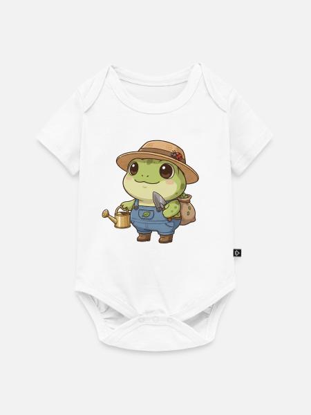 Frosch als Gärtner - Baby Premium Kurzarmbody - Weiß