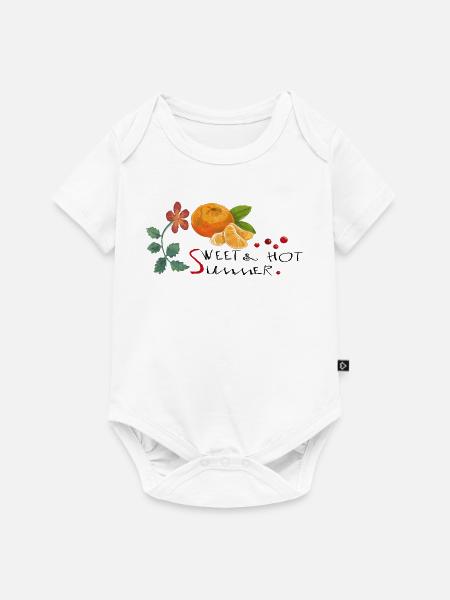 Zitrusfrucht Blüten Ornament - Baby Premium Kurzarmbody - Weiß