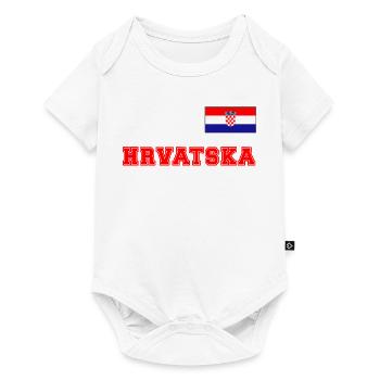 Kroatien Trikot Look – HRVATSKA mit Fahne Flagge - Baby Premium Kurzarmbody - Weiß - Vorne