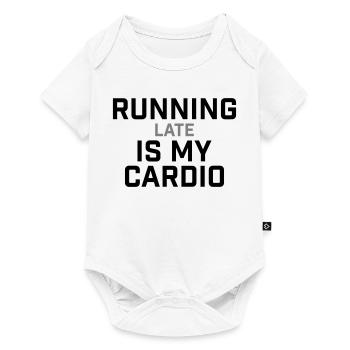Courir en retard, c’est mon cardio qui le dit - Body à manches courtes Premium Bébé - blanc - Devant