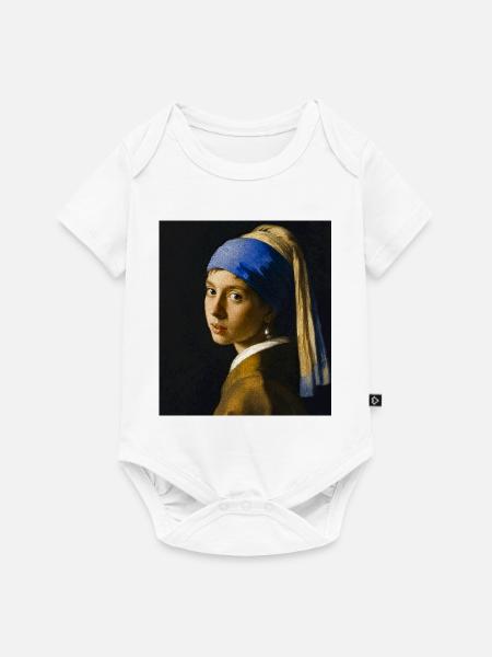 Vermeer-Blaue Turban-Gesicht - Baby Premium Kurzarmbody - Weiß