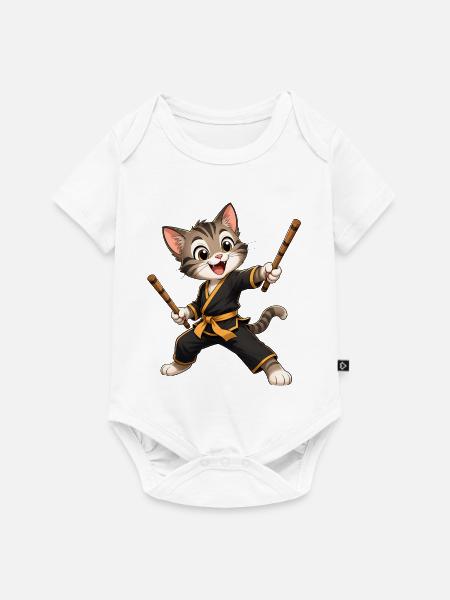 Katzen-Karateheld - Baby Premium Kurzarmbody - Weiß