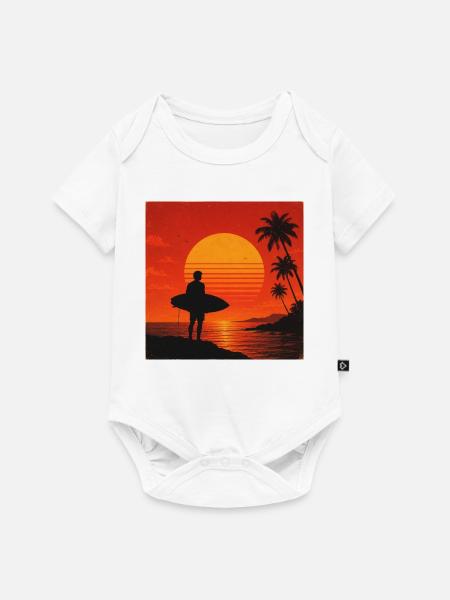 Sunset Surfer Silhouette - Baby Premium Kurzarmbody - Weiß