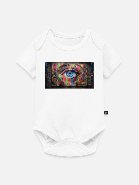 Neonauge Streetgraffiti Auge - Baby Premium Kurzarmbody - Weiß