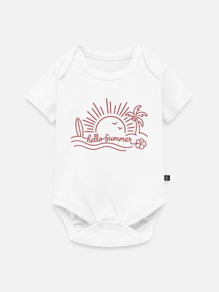 Hello Summer Sonnenuntergang Strand - Baby Premium Kurzarmbody - Weiß