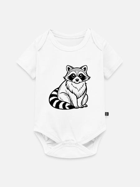 Sitzender Waschbär - Baby Premium Kurzarmbody - Weiß
