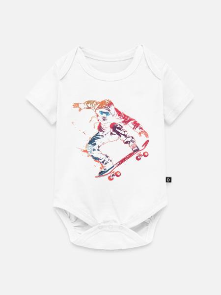 Skateboarder Comic-Stil - Baby Premium Kurzarmbody - Weiß