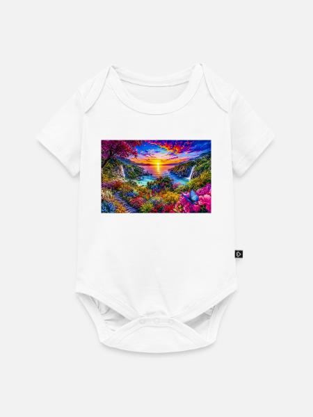 Sonnenuntergangs-Garten Pracht - Baby Premium Kurzarmbody - Weiß