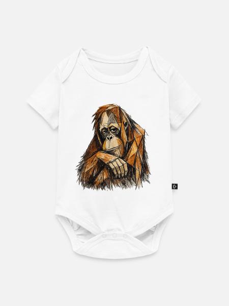 Geometrisches Orang-Utan-Porträt - Baby Premium Kurzarmbody - Weiß