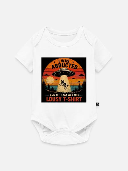 Entführtes Kuh-UFO-Retro-Tee - Baby Premium Kurzarmbody - Weiß