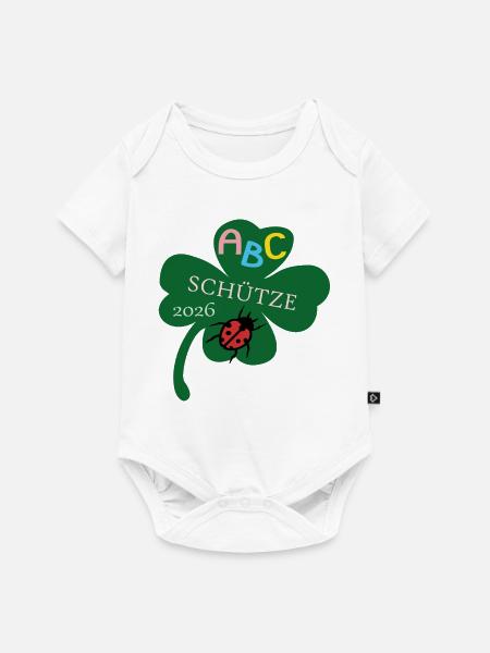 ABC Schütze Glücksklee 2026 - Baby Premium Kurzarmbody - Weiß