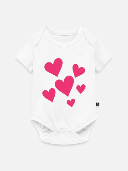 Verstreute Pinke Herzen - Baby Premium Kurzarmbody - Weiß