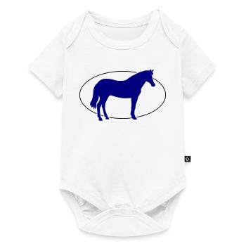 Kobaltblaues Pferd Silhouette - Baby Premium Kurzarmbody - Weiß - Vorne