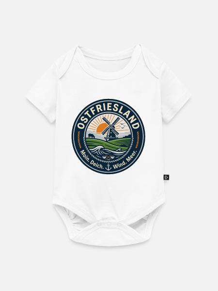 Ostfriesland Logo - Baby Premium Kurzarmbody - Weiß
