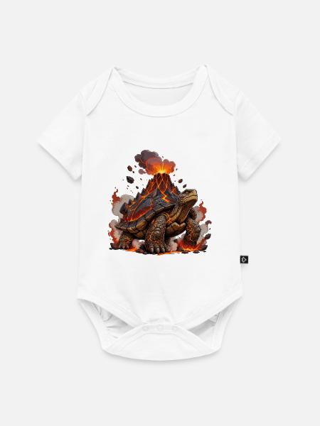 Vulkanische Schildkröte mit Lava Schale - Baby Premium Kurzarmbody - Weiß