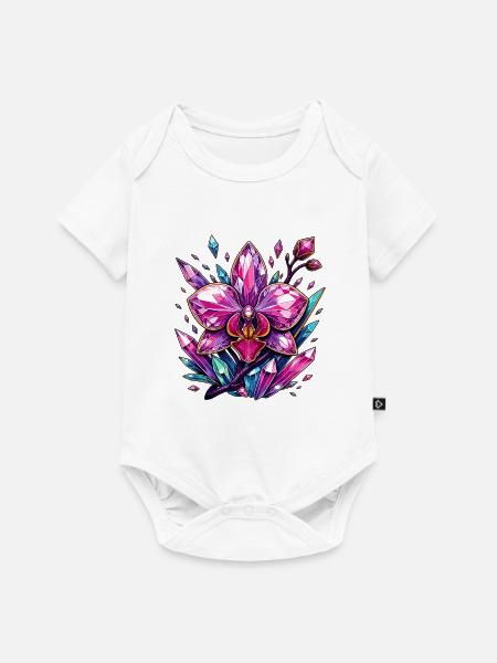 Kristallorchidee Pink - Baby Premium Kurzarmbody - Weiß