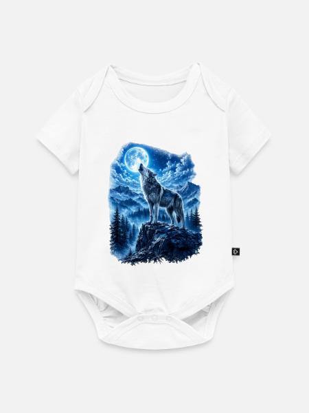 Wolf heult Mond an - Baby Premium Kurzarmbody - Weiß