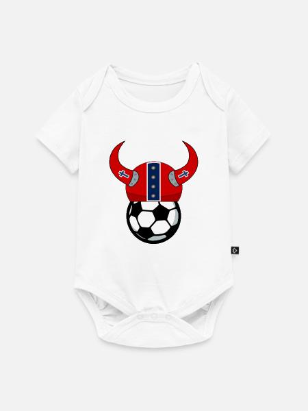 Norwegen - Fußball Wikingerhelm - Baby Premium Kurzarmbody - Weiß
