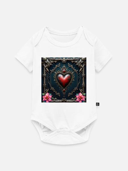 Gerahmtes Barockherz - Baby Premium Kurzarmbody - Weiß