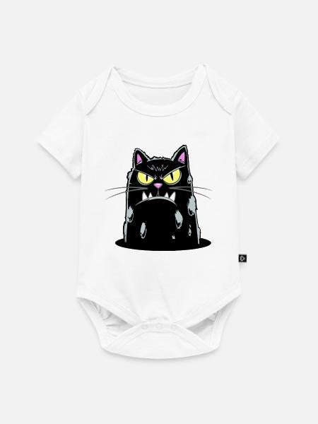 Grimmige Katzenportrait - Baby Premium Kurzarmbody - Weiß