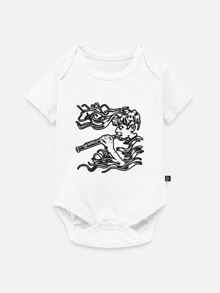 Flötenjunge Skizze - Baby Premium Kurzarmbody - Weiß