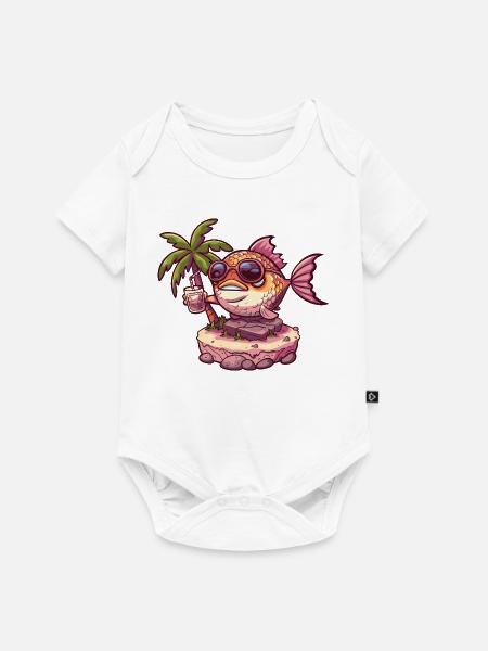 Piranha Fische Sommer Urlaub - Baby Premium Kurzarmbody - Weiß