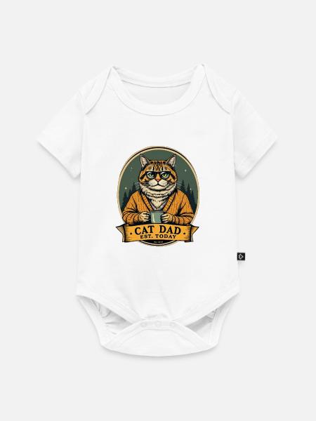 Cat Dad Kaffeezeit im Wald - Baby Premium Kurzarmbody - Weiß