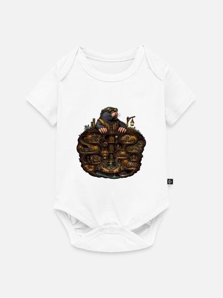 Steampunk Maulwurf Unterwelt - Baby Premium Kurzarmbody - Weiß