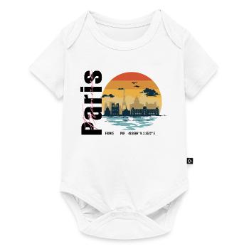Paris Frankreich Skyline – Retro Vintage Sunset - Baby Premium Kurzarmbody - Weiß - Vorne