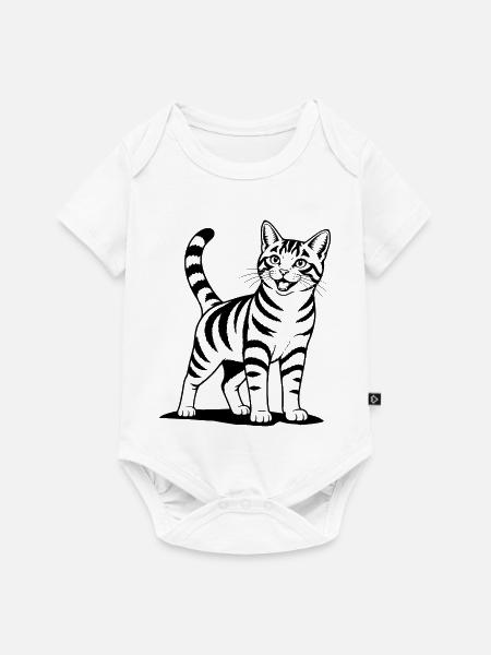 Katze stehend schwarz - Baby Premium Kurzarmbody - Weiß
