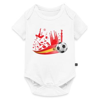 Spanien Fußball Fan Design – Rot Gelb mit Fußball - Baby Premium Kurzarmbody - Weiß - Vorne