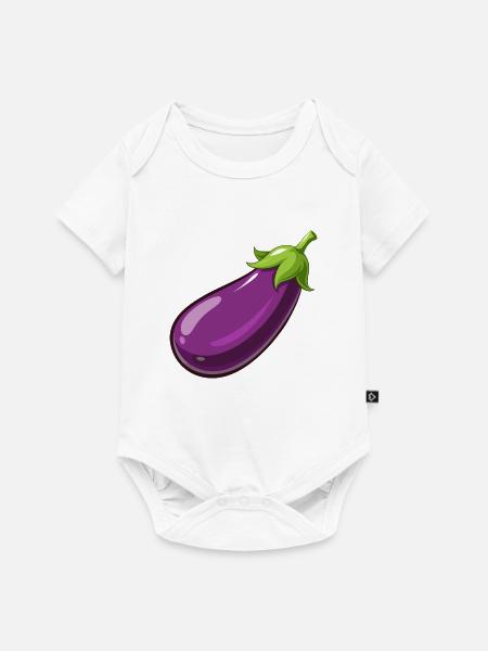 Aubergine - Baby Premium Kurzarmbody - Weiß