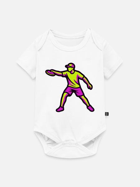 Discgolf Abwurf Silhouette - Baby Premium Kurzarmbody - Weiß