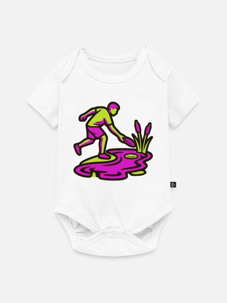 Discgolf Wasserhindernis Icon - Baby Premium Kurzarmbody - Weiß