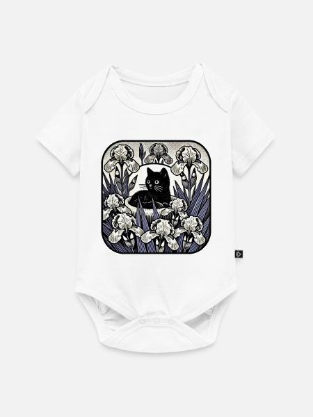 Nocturne Cat in Iris Moon - Baby Premium Kurzarmbody - Weiß