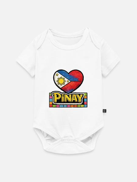 Pinay Heart Philippinenflagge - Baby Premium Kurzarmbody - Weiß