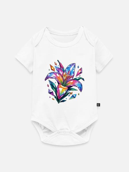 Kristallblume im Farbenspiel - Baby Premium Kurzarmbody - Weiß