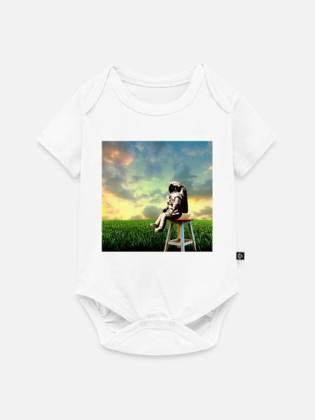 Astronaut bei Dämmerung auf dem Feld - Baby Premium Kurzarmbody - Weiß