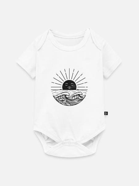 Mondsonne über Wellen - Baby Premium Kurzarmbody - Weiß
