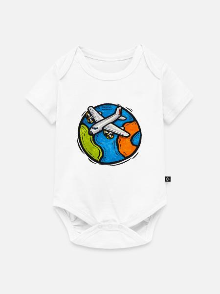 Global Flight Doodle - Baby Premium Kurzarmbody - Weiß