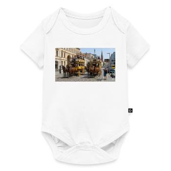 Historische Pferdeomnibusse in Berlin Spandau - Baby Premium Kurzarmbody - Weiß - Vorne